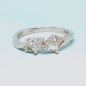 Aquamarines and Diamonds in Sterling Ring